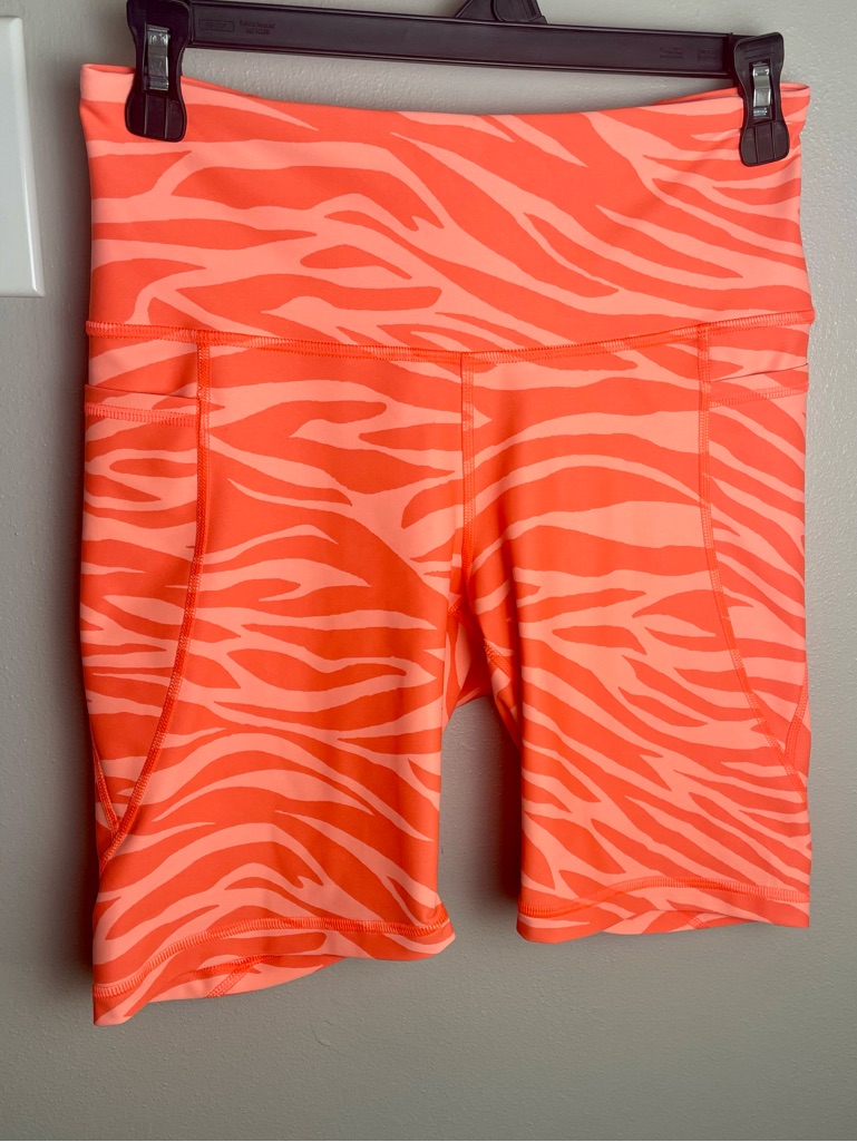 Old Navy Coral Zebra High-Waist Bike Shorts